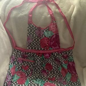 Women’s floral apron- bold and vibrant color! 100% cotton-Made in India.